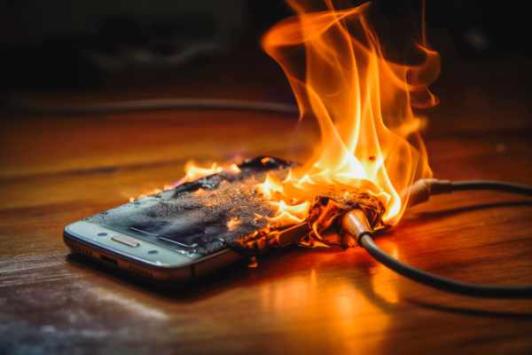 Mobile phone lithium battery fire